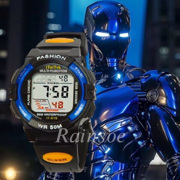 iTaiTek Luxury Digital KID Watches Sports Waterproof Electronic KIDS (IT-619) BLUE BLACK - Image 8