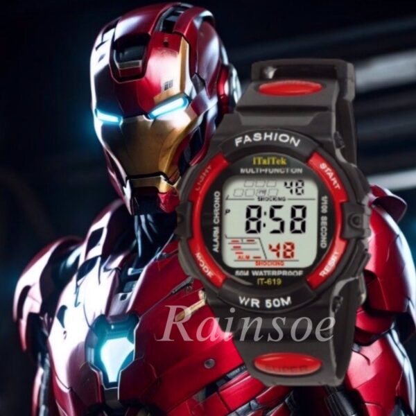 iTaiTek Luxury Digital KID Watches Sports Waterproof Electronic KIDS (IT-619) BLUE BLACK - Image 9
