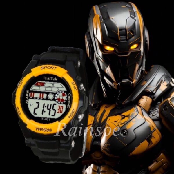 iTaiTek Luxury Digital KID Watches Sports Waterproof Electronic KIDS (IT-671)Red Black - Image 13