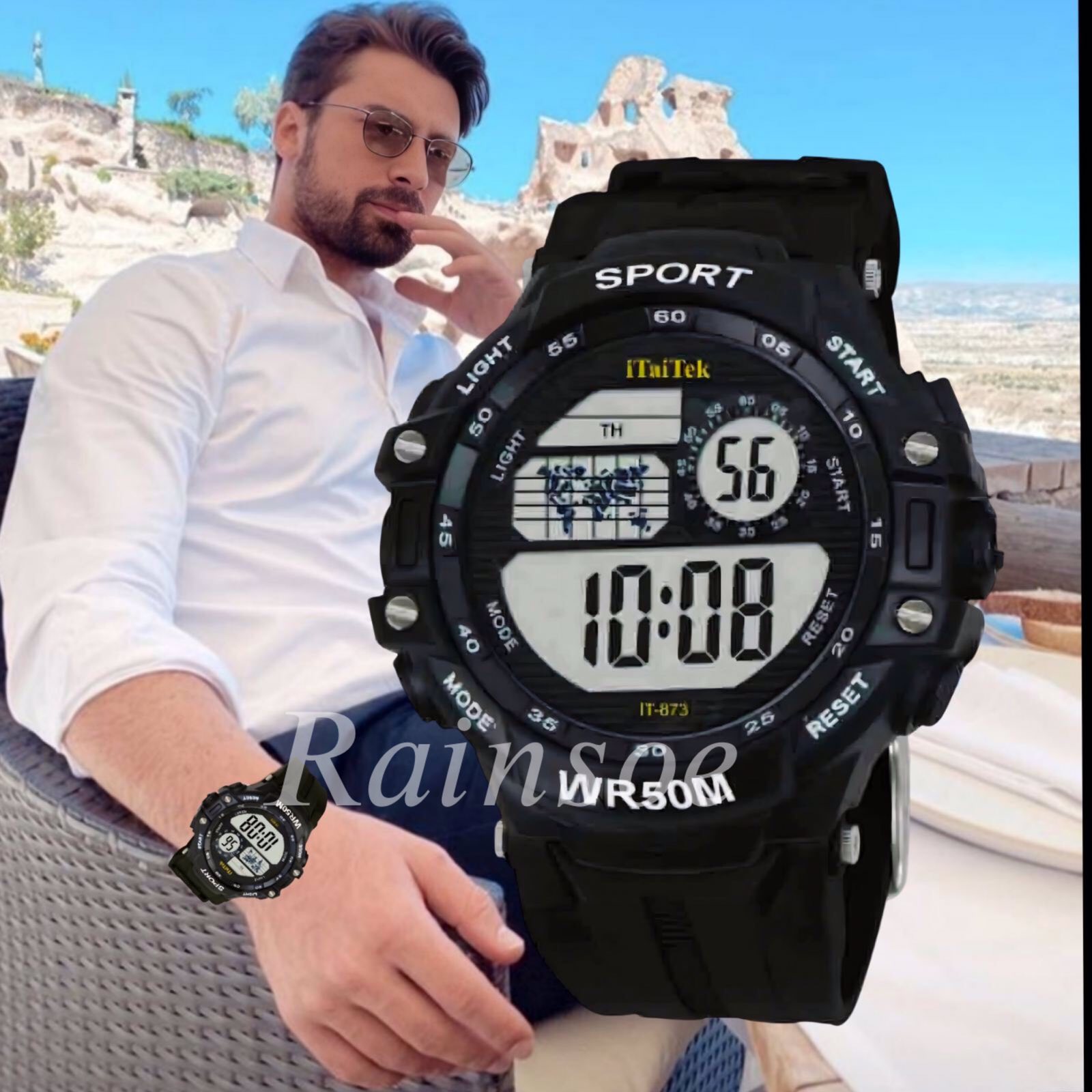 iTaiTek Luxury Digital Men Watches Sports Waterproof Electronic Mens (IT-873)Green Black - Image 11