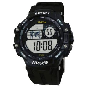 iTaiTek Luxury Digital Men Watches Sports Waterproof Electronic Mens (IT-873) Black Black