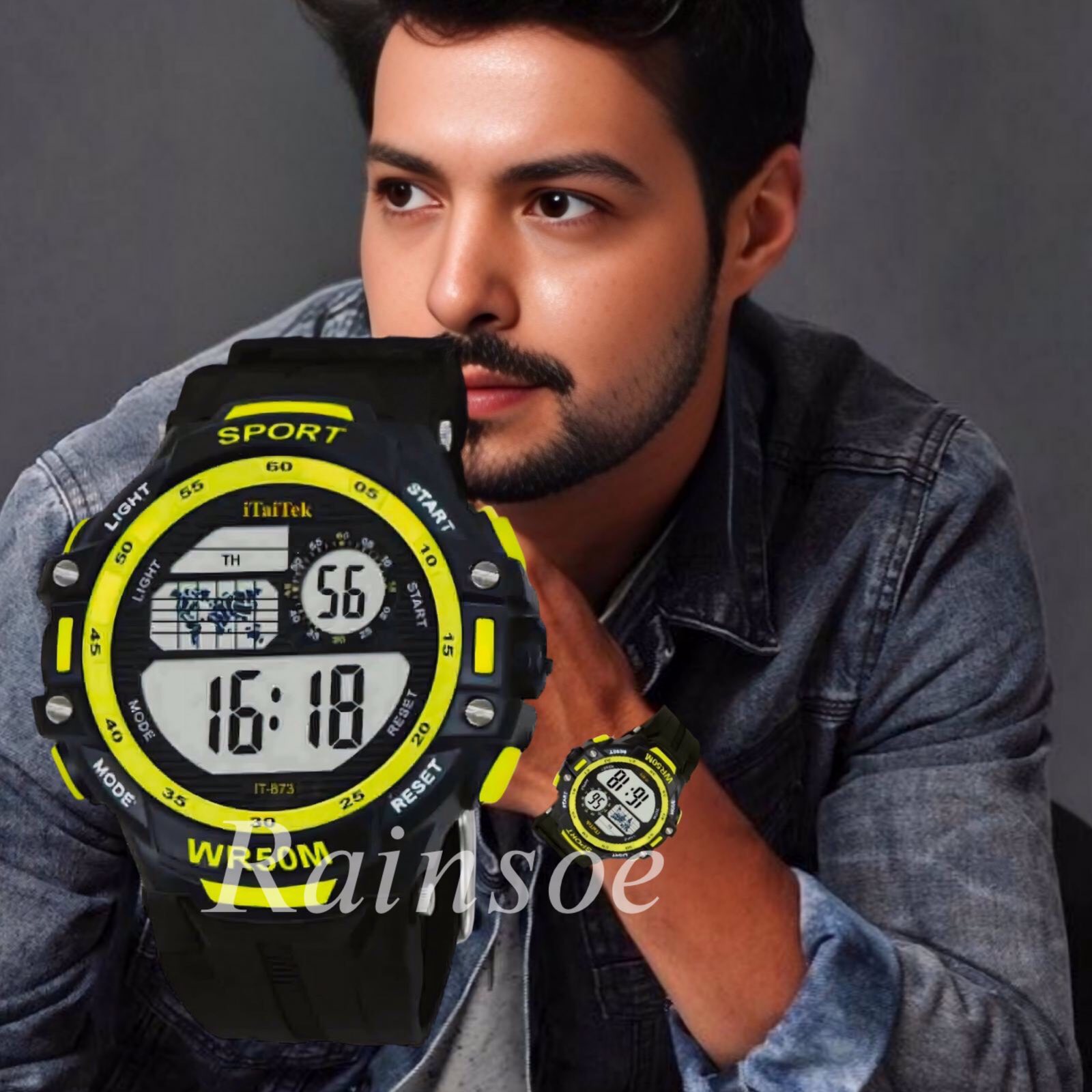 iTaiTek Luxury Digital Men Watches Sports Waterproof Electronic Mens (IT-873)Green Black - Image 10