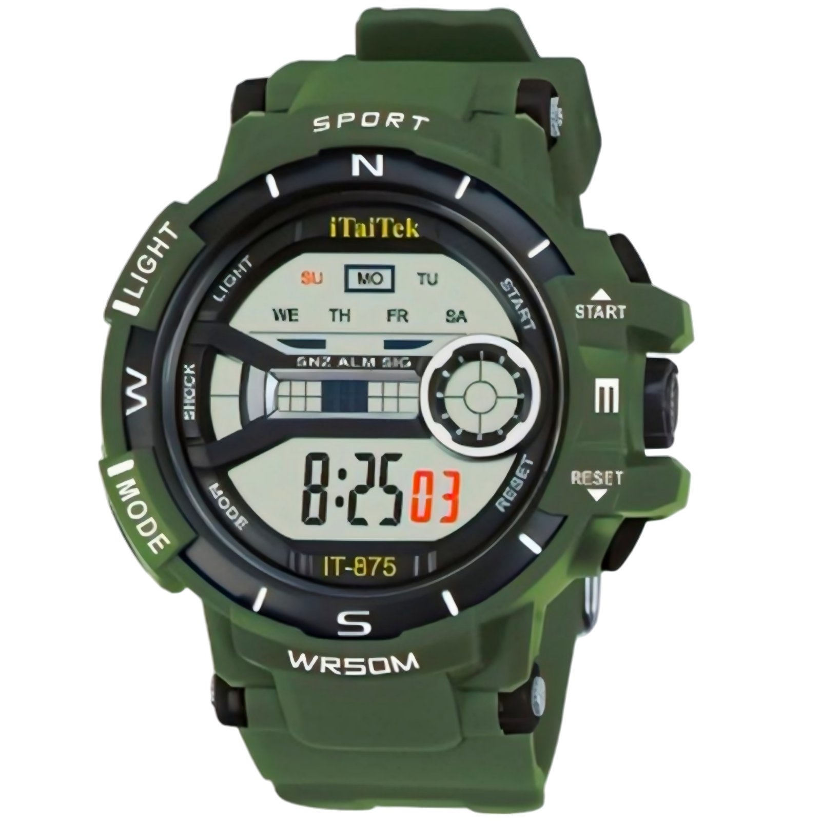iTaiTek Luxury Digital Men Watches Sports Waterproof Electronic Mens (IT-875) Green Army