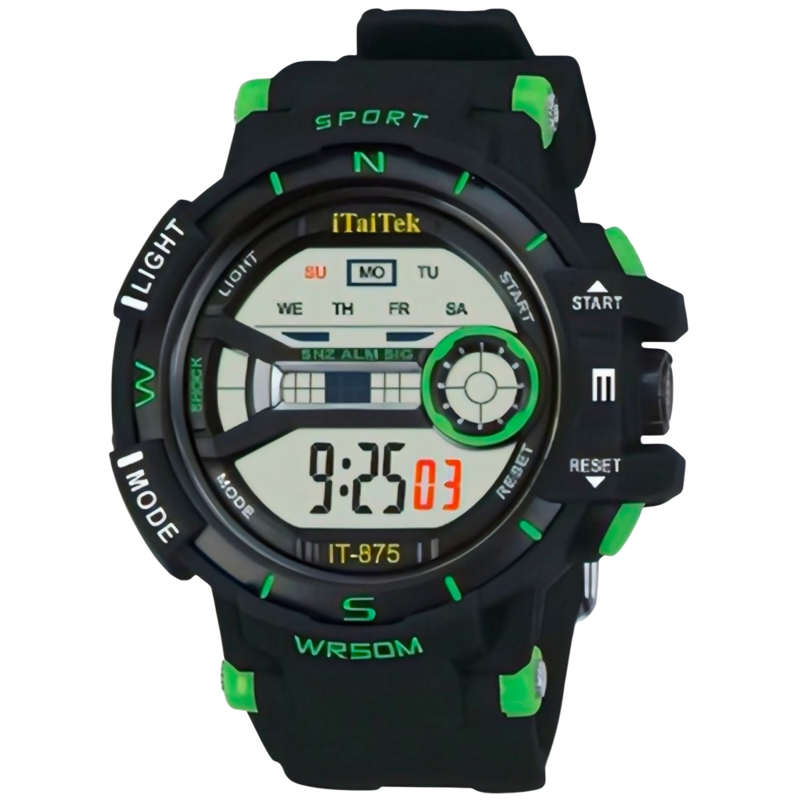 iTaiTek Luxury Digital Men Watches Sports Waterproof Electronic Mens (IT-875) Green Black