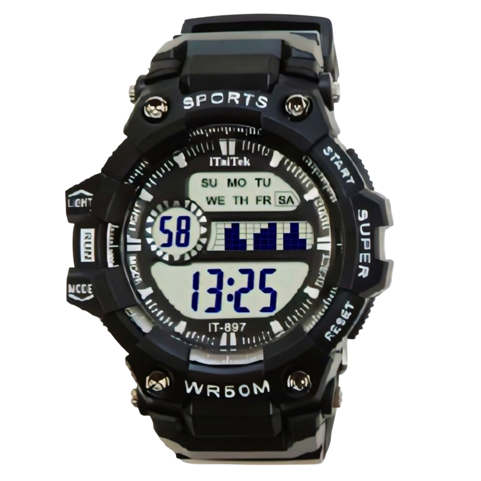 iTaiTek Luxury Digital Men Watches Sports Waterproof Electronic Mens (IT-897) Black Black
