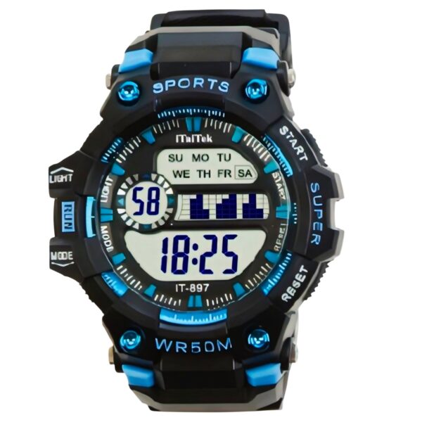 iTaiTek Luxury Digital Men Watches Sports Waterproof Electronic Mens (IT-897) Blue Black