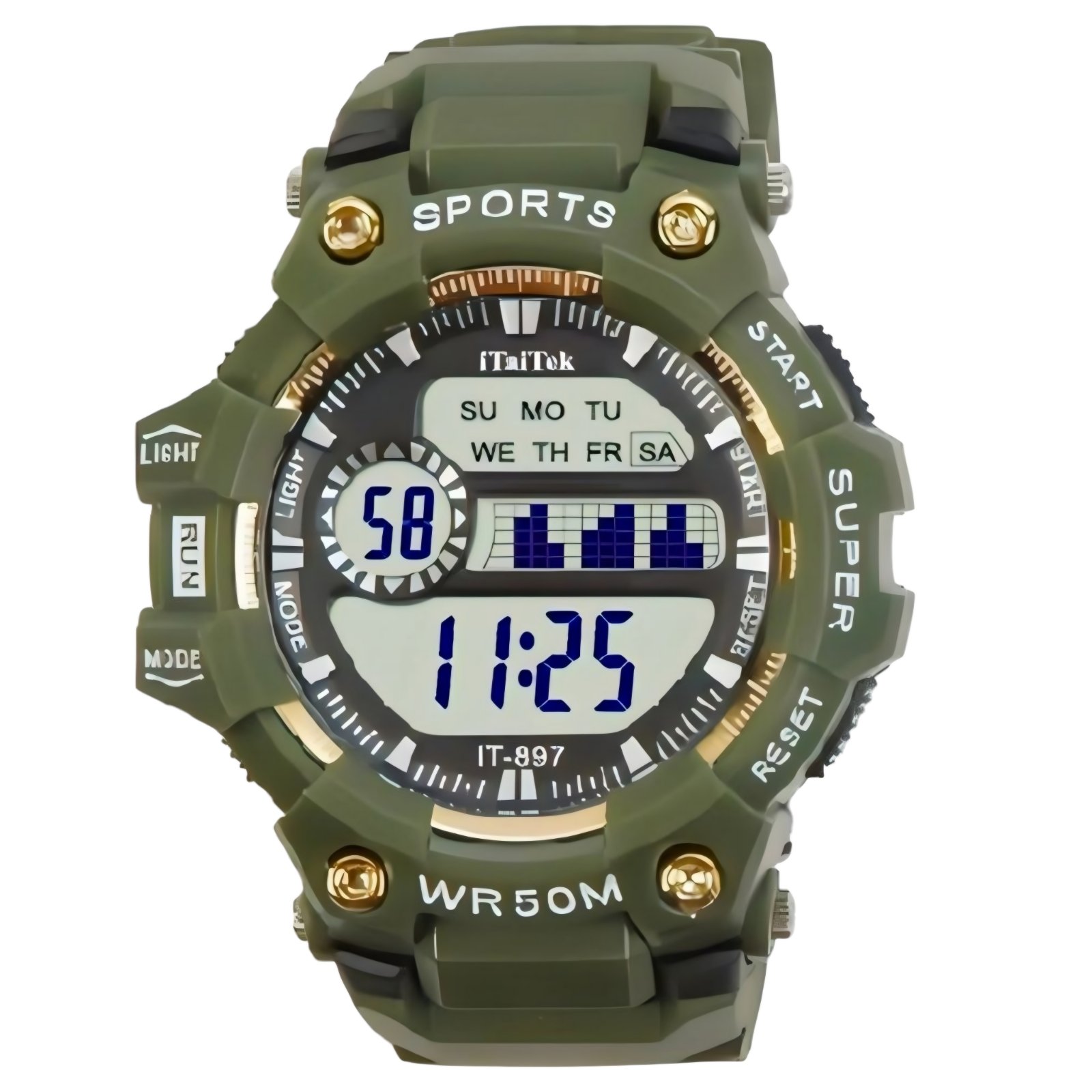 iTaiTek Luxury Digital Men Watches Sports Waterproof Electronic Mens (IT-897) Green Army