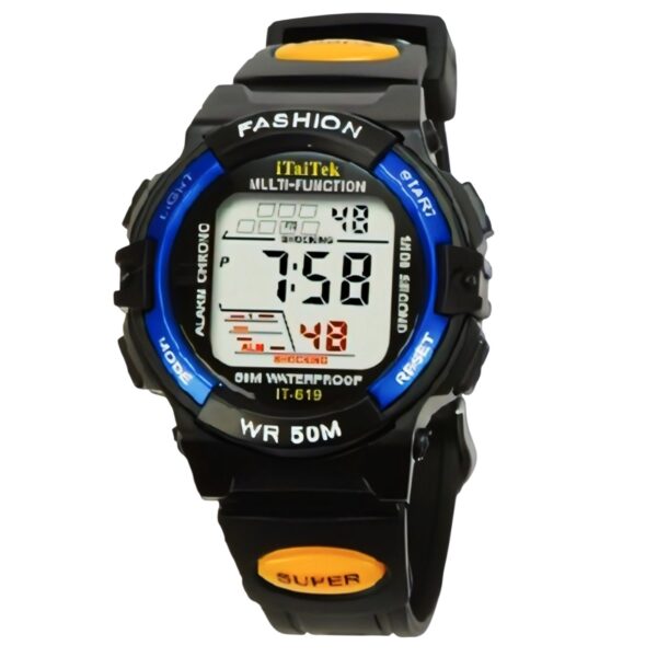 iTaiTek Luxury Digital KID Watches Sports Waterproof Electronic KIDS (IT-619) BLUE BLACK