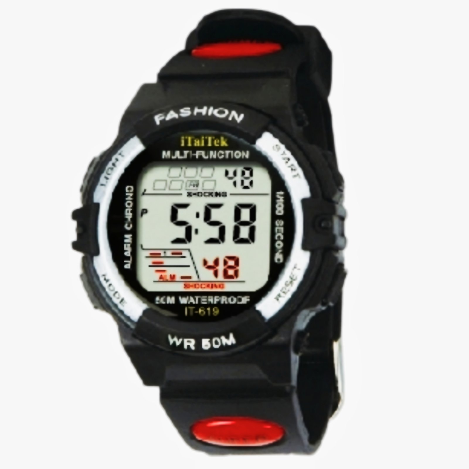 iTaiTek Luxury Digital KID Watches Sports Waterproof Electronic KIDS (IT-619) BLACK WHITE