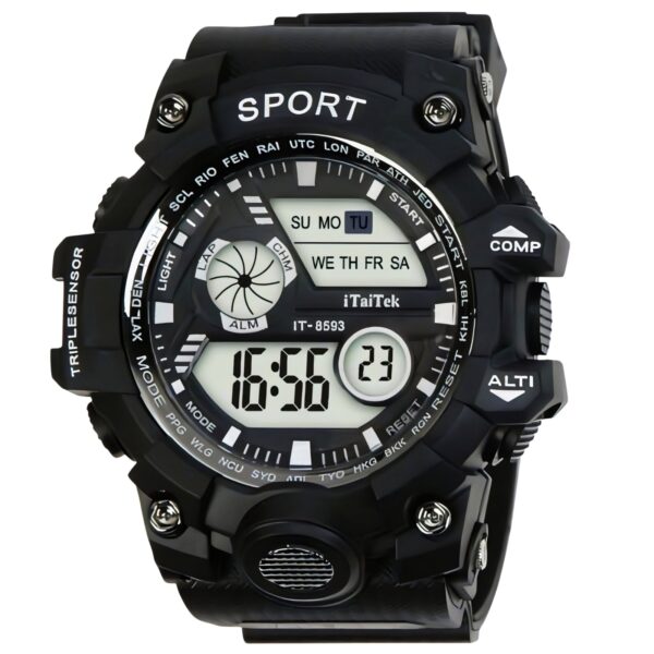 iTaiTek Luxury Digital Men Watches Sports Waterproof Electronic Mens (IT-8593)Black White